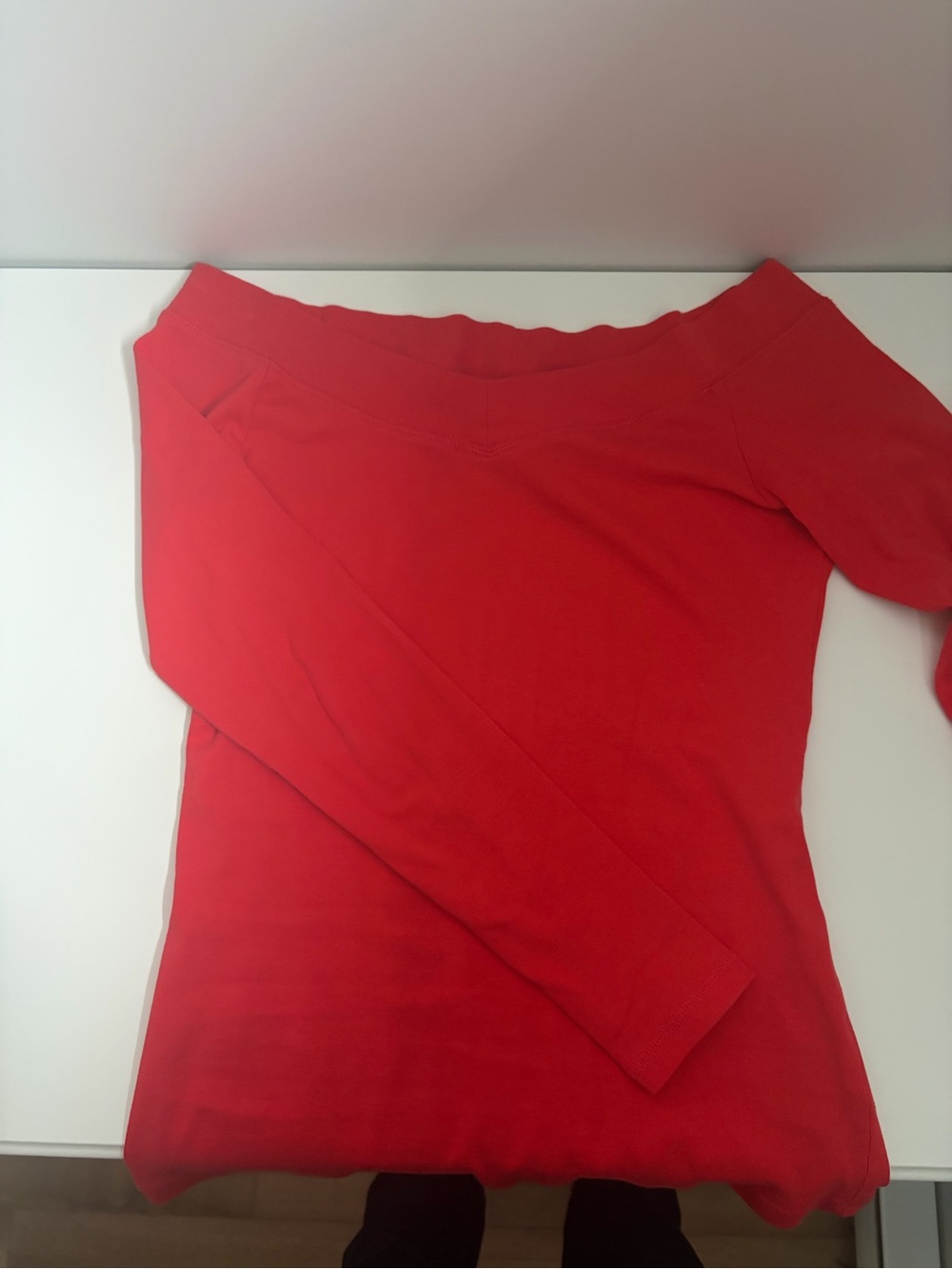 H&M Red Long Sleeve Off-Shoulder Top
